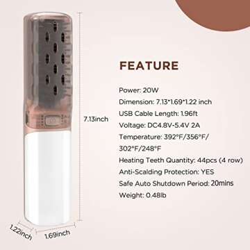 IHHAIR Hot Hair Straightener Brush,Portable Mini Cordless Hair Straightener with Travel Size USB Rechargeable 6400MAH,2 in 1 Hot Comb Hair Straightener for Women & Men with Short Hair(White)