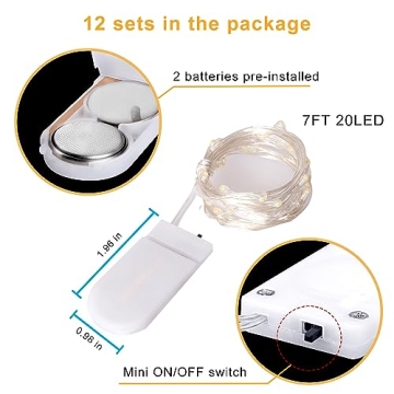 Edvision Fairy Lights 12 Pack - 7FT Battery Operated String Lights