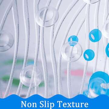 BEEHOMEE Bath Mats for Tub Kids,Baby Toddler - Large Cartoon Non-Slip Bathroom Bathtub Anti-Slip Shower Mats for Floor 35x15,Machine Washable XL Size Bathroom Mats (Blue-Octopus)