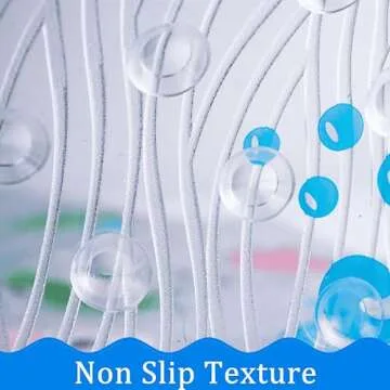 BEEHOMEE Bath Mats for Tub Kids,Baby Toddler - Large Cartoon Non-Slip Bathroom Bathtub Anti-Slip Shower Mats for Floor 35x15,Machine Washable XL Size Bathroom Mats (Blue-Octopus)