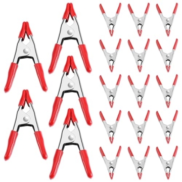 WORKPRO 20-Piece Steel Spring Clamp Set - 15pc 3/4" & 5pc 1" Clamps for Wood Working, DIY, Photo Stu...
