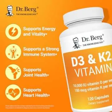 Dr. Berg Vitamin D3 K2 w/MCT Powder - Includes 10,000 IU of Vitamin D3, 100 mcg MK7 Vitamin K2, Purified Bile Salts, Zinc & Magnesium for Ultimate Absorption - K2 D3 Vitamin Supplement - 120 Capsule