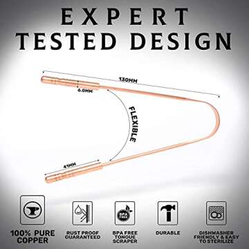 Pure Copper Tongue Scraper for Fresh Breath and Hygiene
