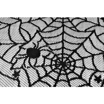 DII Black Lace Overlay Tabletop Collection Gothic Halloween Decor, Tablecloth, 54x72, Spider Web