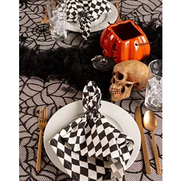 DII Black Lace Overlay Tabletop Collection Gothic Halloween Decor, Tablecloth, 54x72, Spider Web