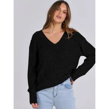 ANRABESS Women's V Neck Long Sleeve Fall Tops X-Large