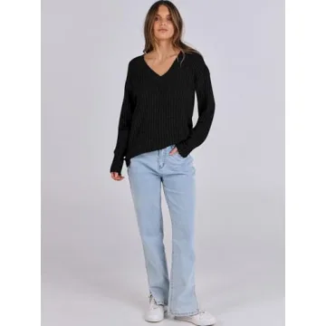 ANRABESS Women's V Neck Long Sleeve Fall Tops X-Large