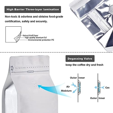 High Barrier Foil Coffee Pouches - 50 Count Freshness Bags