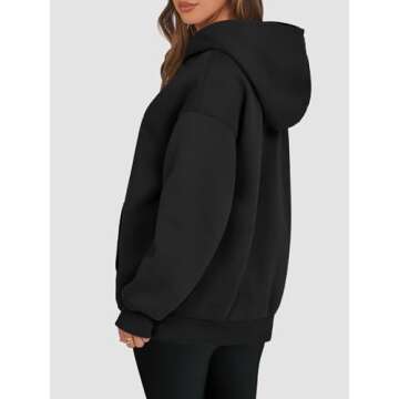 ATHMILE Black Hoodies for Women Oversized T Shirts Sweatshirts Cute Fleece Long SleeveSweaters Loose Fit Tops Casual Winter Pullover Fall Outfits Y2k Clothes 2024