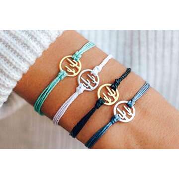 Pura Vida Silver Cactus White Bracelet - Waterproof, Artisan Handmade, Adjustable, Threaded, Fashion...