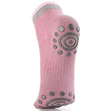 BalanceFrom Goyoga Non-Slip Skid Yoga Pilates Cotton Socks with Grips (Pack Of 4)