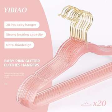 YEBIAO Baby Glitter Hanger Pack - 20 Sparkling Hangers for Girls
