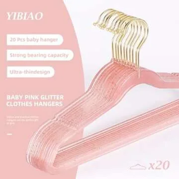 YEBIAO Baby Glitter Hanger Pack - 20 Sparkling Hangers for Girls