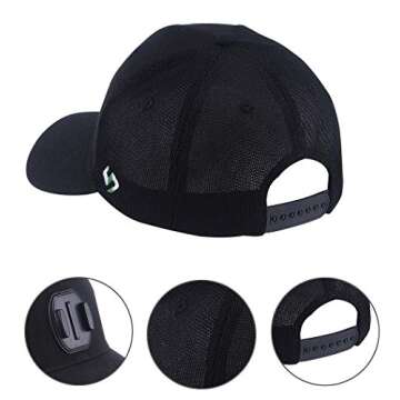 Smatree Baseball Hat Mount Mesh Cap Compatible with G*pro 13/12/11/10/9/8/7/6/5/5 Session/4/3+/3/2/1/DJI OSMO Action Cameras, Wool Material (L 58-60cm) Black
