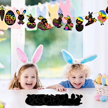 FEPITO 24 Pcs Easter Scratch Papers for Creative Fun