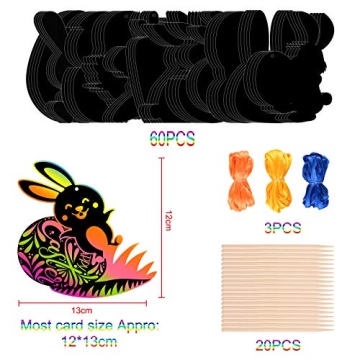 FEPITO 24 Pcs Easter Scratch Papers for Creative Fun