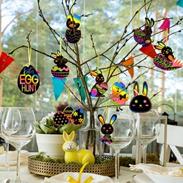 FEPITO 24 Pcs Easter Scratch Papers for Creative Fun