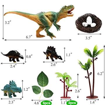 GLAHORSE 26 PCS Dinosaur Cake Toppers With Dinosaur Eggs Leaves Trees Cake Decorations For Birthday ...