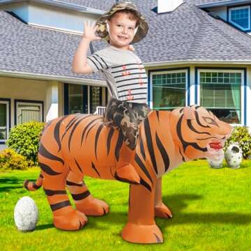 GOOSH Inflatable Tiger Costume for Kids Halloween Costumes Boys Girls 48IN Funny Blow up Costume for...