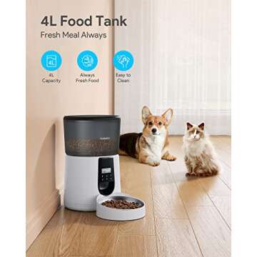 Automatic Cat Feeders for 2 Cats, 6L/25cup Automatic Cat Food Dispenser with 2 Stainless Pet Bowls,10s Meal Call Timer Setting 30 Portions 6 Meals Per Day, Timed Pet Feeder for Cat Dog Indoor Dry Food
