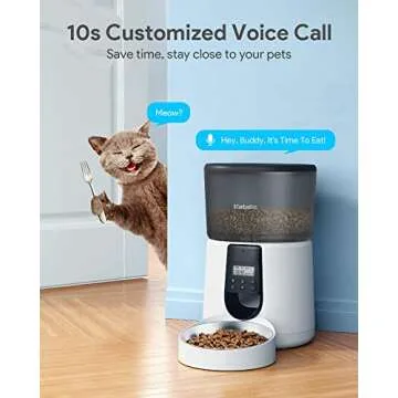Automatic Cat Feeders for 2 Cats, 6L/25cup Automatic Cat Food Dispenser with 2 Stainless Pet Bowls,10s Meal Call Timer Setting 30 Portions 6 Meals Per Day, Timed Pet Feeder for Cat Dog Indoor Dry Food