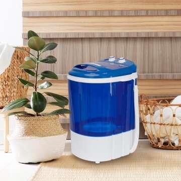 Oteymart Portable Washing Machine Mini Washer with Spin Dryer 8lbs Washing Capacity, Durable Energy Saving, Rotary Controller, Compact Laundry Washer for RV, Apartments, Dorms,Kitchen, Blue