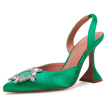 VETASTE Women's High Heel Crystal Slingback Pumps Pointed Toe Strappy Triangle Heeled Party Wedding ...