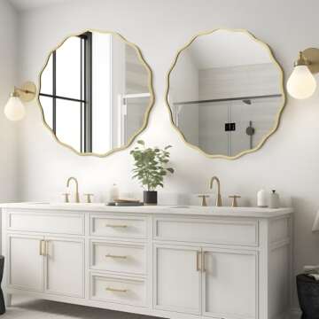 WallBeyond Round Wavy Mirror for Wall Decorative 28 inch, Modern Round Mirror Aluminum Frame Circle ...