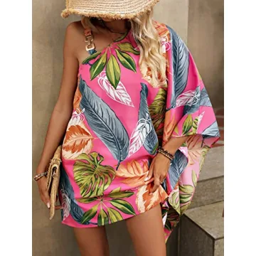 Stylish WDIRARA Tropical Print Chain Dress for Summer Fun