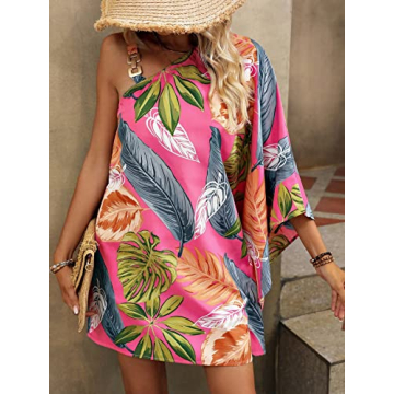 Stylish WDIRARA Tropical Print Chain Dress for Summer Fun