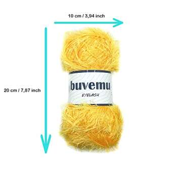 Buvemu Eyelash Fun Fur Yarn 100 Gram (3.53 Ounces) 175 Yards (160 Meters) (Yellow)