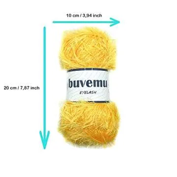 Buvemu Eyelash Fun Fur Yarn 100 Gram (3.53 Ounces) 175 Yards (160 Meters) (Yellow)