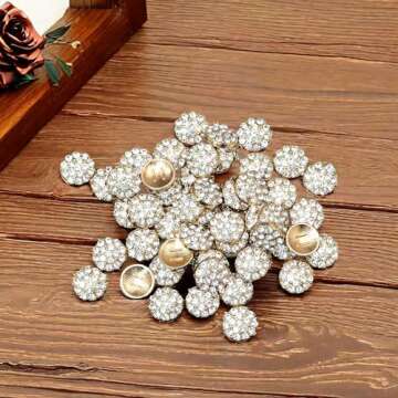 YHOTA 50 pcs Rhinestone Crystal Decorations Round Accessory Alloy Flatback Embellishments for Crafts...