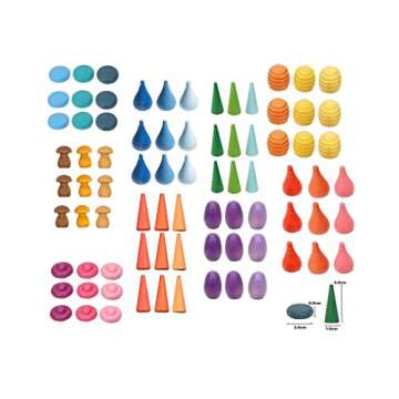 IFITMONTESSORI 81 Pcs Mandala Loose Part Kit - Imaginative Wooden Play Set for Kids