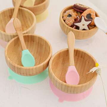 Baby Bowls and Spoons Set | Bamboo & Silicone Suction