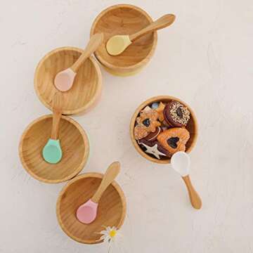 Baby Bowls and Spoons Set | Bamboo & Silicone Suction