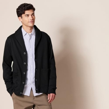 Versatile Shawl-Collar Cardigan for Men in Black