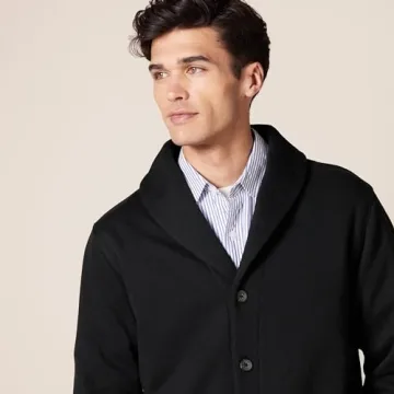 Versatile Shawl-Collar Cardigan for Men in Black