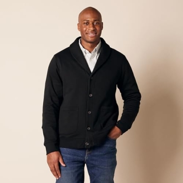 Versatile Shawl-Collar Cardigan for Men in Black