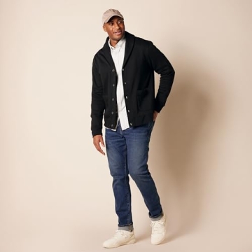 Versatile Shawl-Collar Cardigan for Men in Black