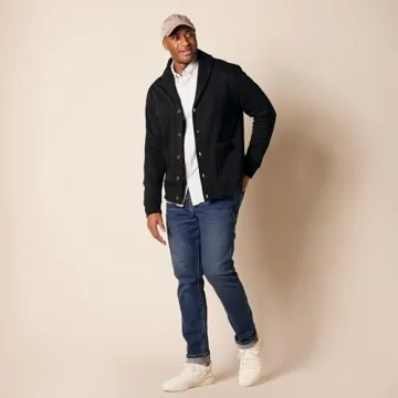 Versatile Shawl-Collar Cardigan for Men in Black