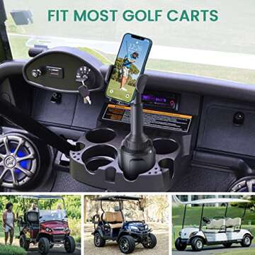 ICARMOUNT Golf Cart Phone Holder Mount, Golf Cart Accessories Universal Cup Phone Holder Mount for A...
