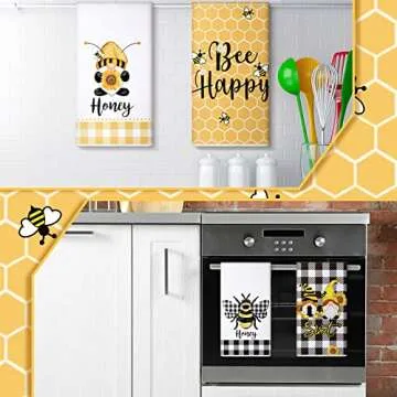 Tegeme Bee Kitchen Tea Towels Set - Cute, Durable & Functional