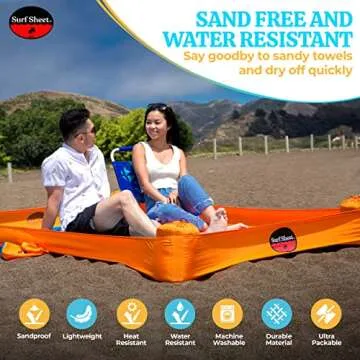 Surf Sheet Sandproof Beach Blanket - Oversize Large Outdoor Picnic Blanket for Beaches & Camping - Portable Family Beach Blanket Waterproof Sandproof for Parks, Travel, Vacation Essentials (Yellow)