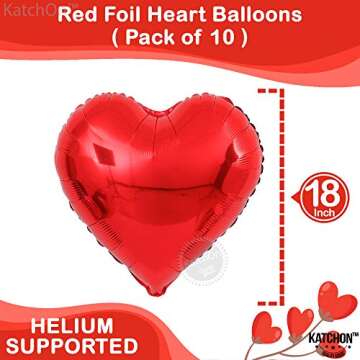 KatchOn, I Love You Balloons Set - 18 Inch, Pack of 18 | Foil Red Heart Balloons for Valentines Day Decorations | Red Heart Shaped Balloons | Valentines Balloons for Romantic Decorations Special Night