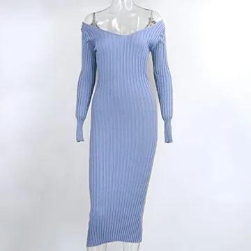 Stylish Cosygal Women's Off Shoulder Knit Maxi Dress