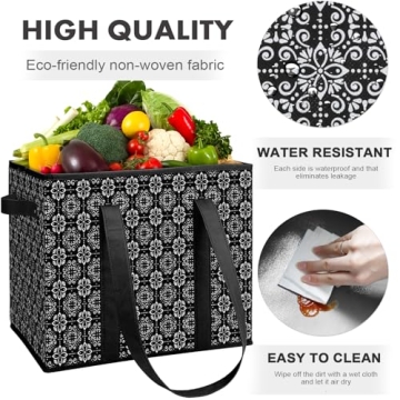 WISELIFE Reusable Grocery Bags [2 Pack] Large Collapsible Tote, Water Resistant and Eco-Friendly