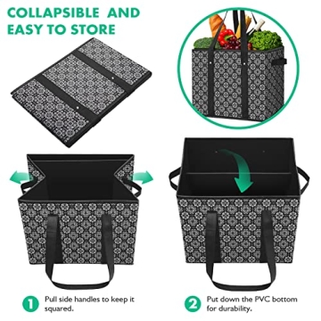 WISELIFE Reusable Grocery Bags Large Collapsible Tote