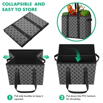 WISELIFE Reusable Grocery Bags Large Collapsible Tote