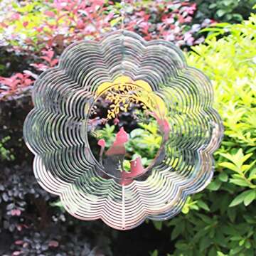 SPRING SONG Cat 3D Kinetic Wind Spinner - Mirrored Stainless Steel Hanging Decor